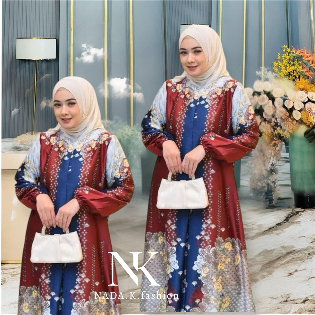 Gamis dress medina  silk premium motif bunga //gamis silk premium //gamis wanita muslim silk premium