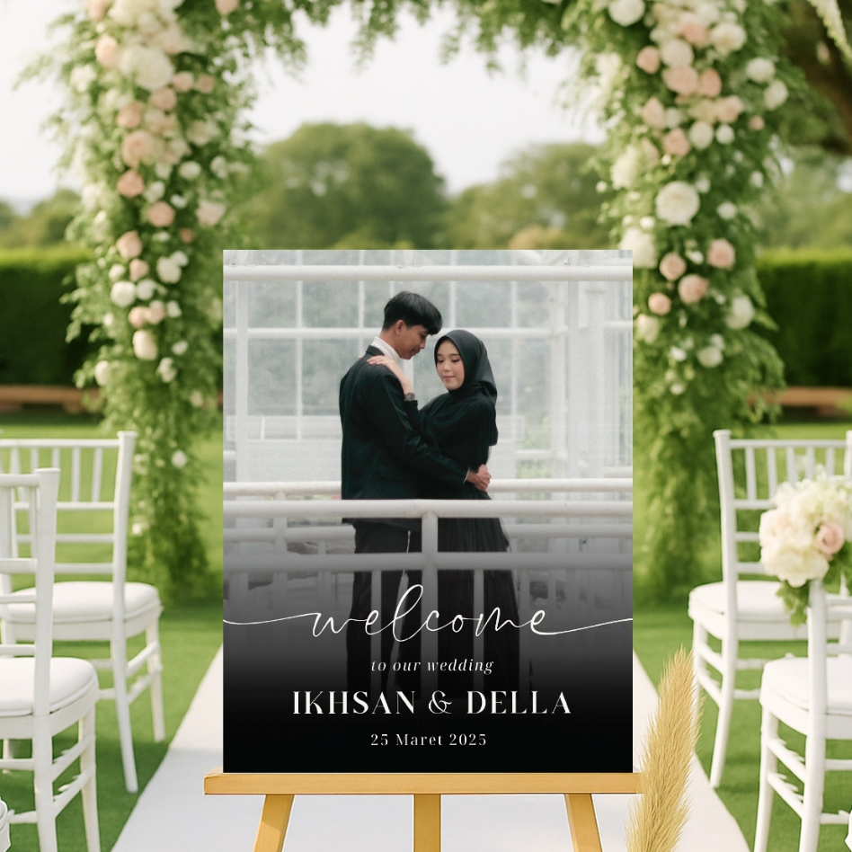 Cetak Foto Wedding [PROMO] Welcome Sign Free Custom Foto Prewedding Bingkai Kayu MDF