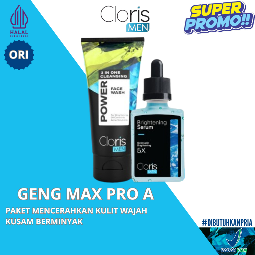 Clorismen Face Wash & Brightening Serum Skincare Pria Mencerahkan Memutihkan Kulit Kusam Berminyak