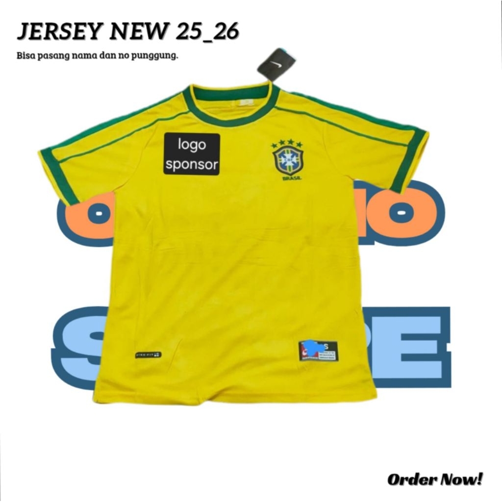 RETRO JERSER BRAZIL HOME PIALA DUNIA 1998 IMPRT