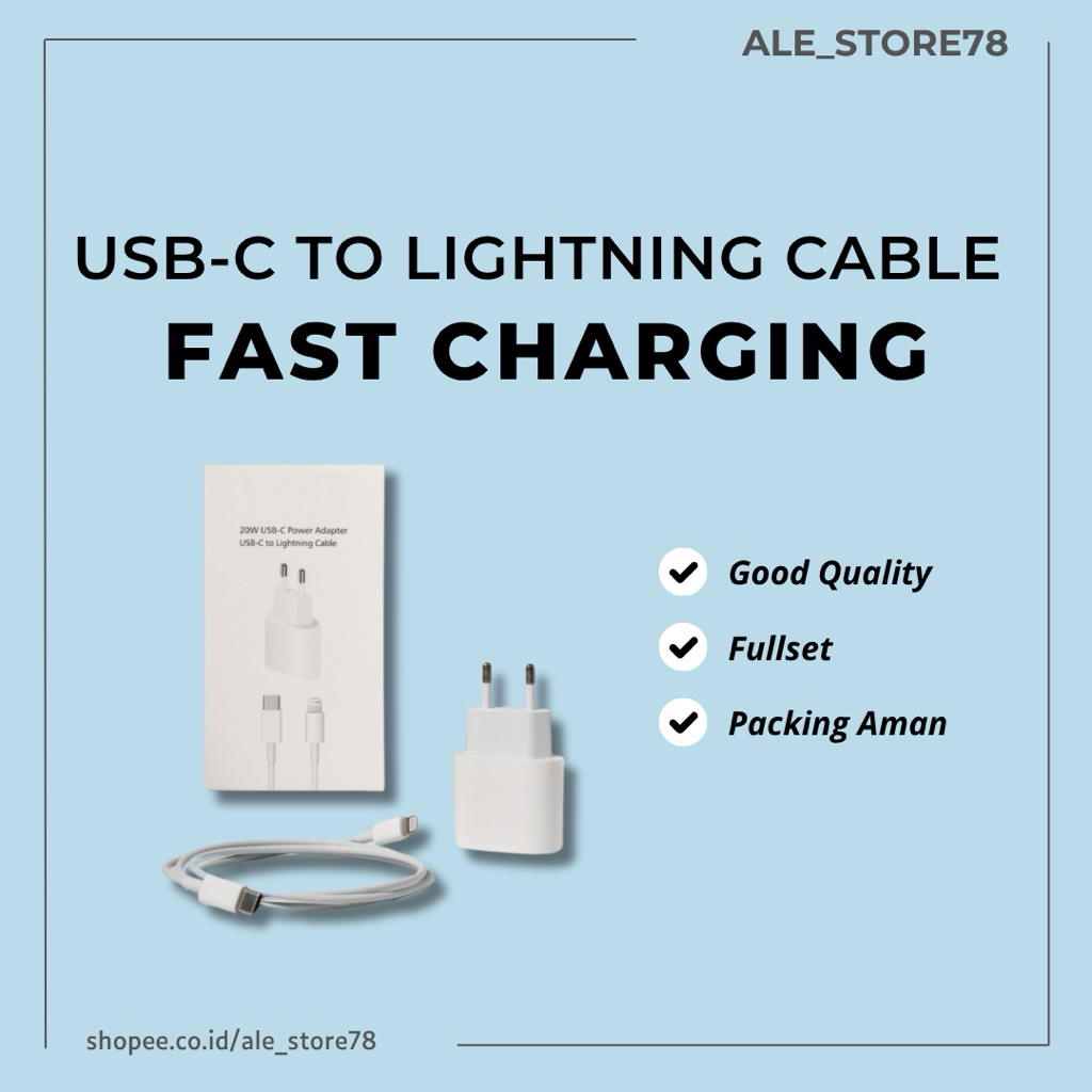 Charger iPhone 20W Fast Charging USB C to Lightning