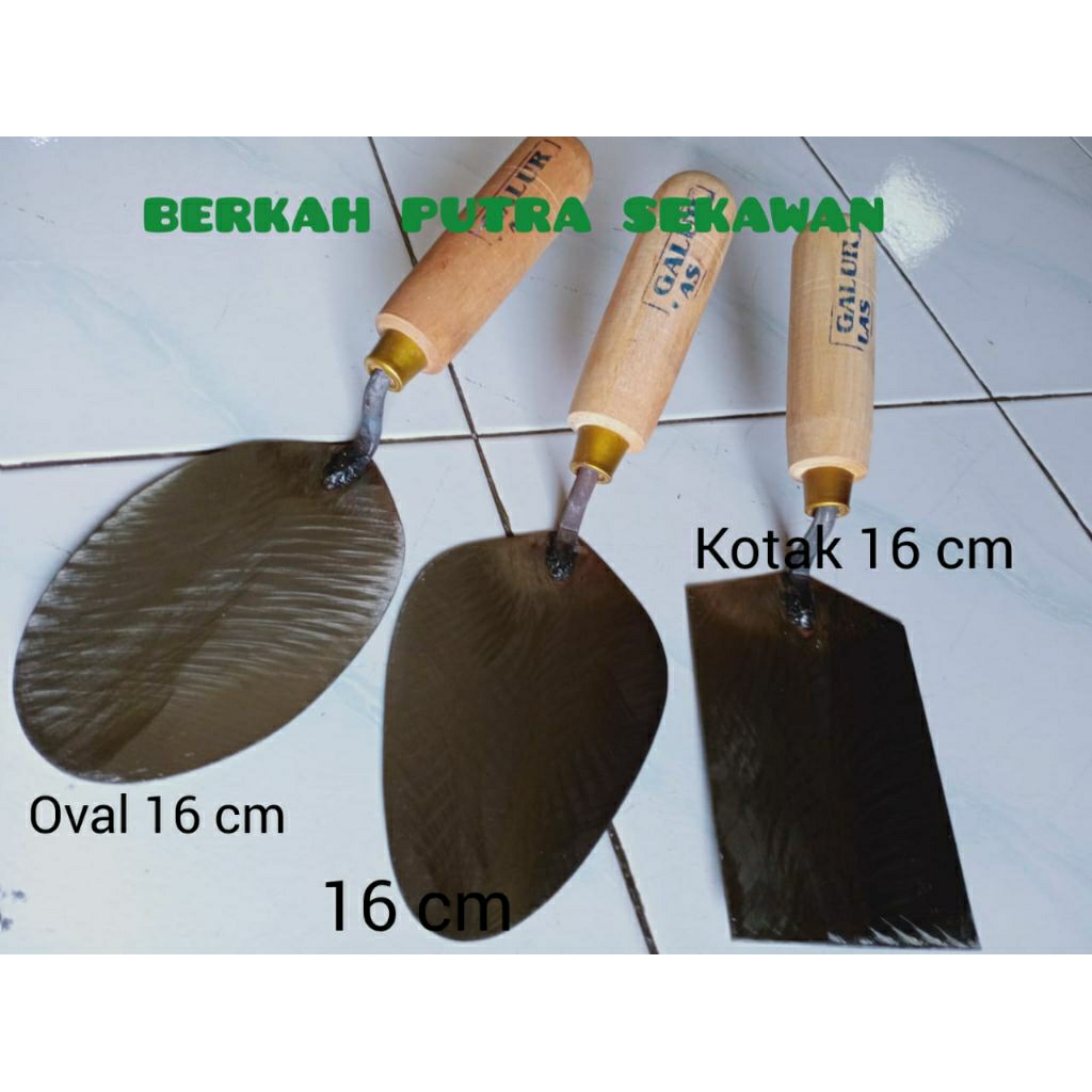 Sendok semen/ cungkir Galur asli gagang kayu 3 ukuran