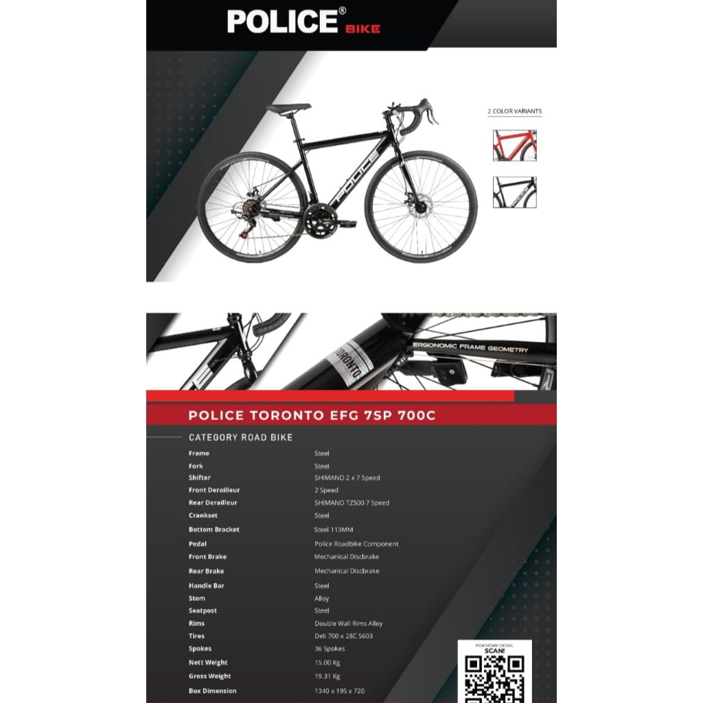 SEPEDA BALAP ROADBIKE PARAGON R600 BRIFTER / ELEMENT POLICE TORONTO EFG SHIMANO / EXOTIC 2708 GR BY 