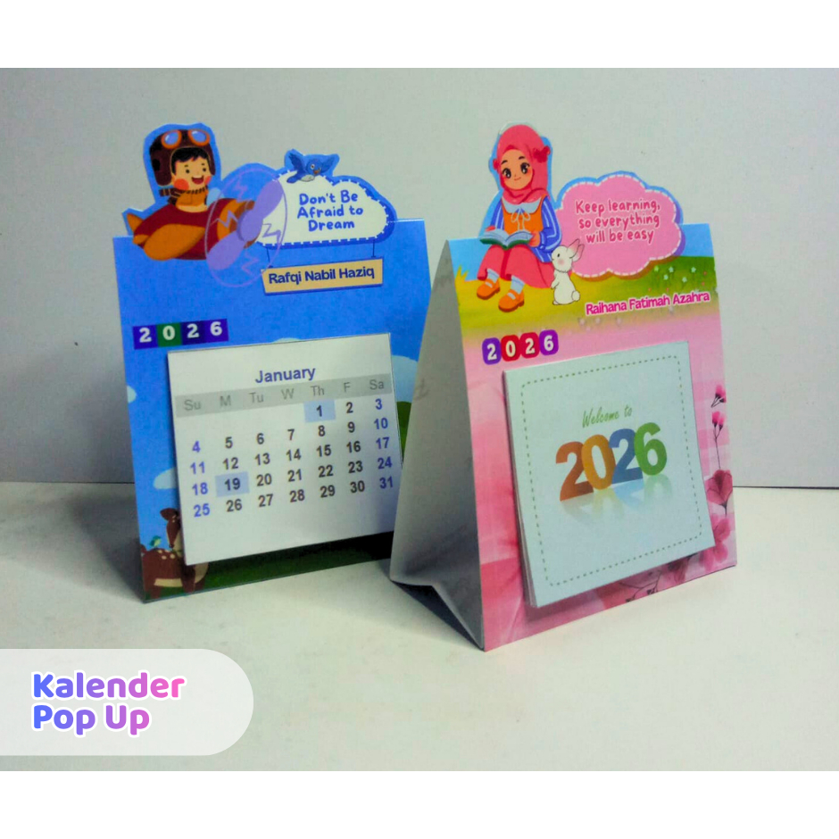 KALENDER POP UP CUSTOM, Kalender Estetik Bisa pake foto, nama, tanggal sesuai rikuesan