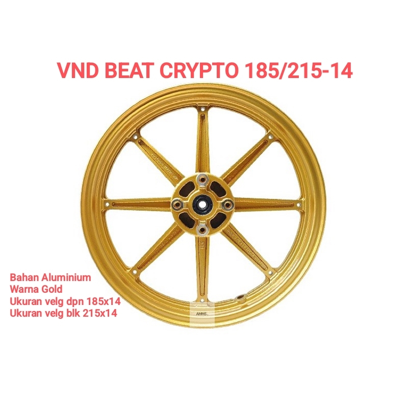 SEPASANG VELG VND MOTOR BEAT CRYPTO UK.185/215 RING 14 WARNA GOLD