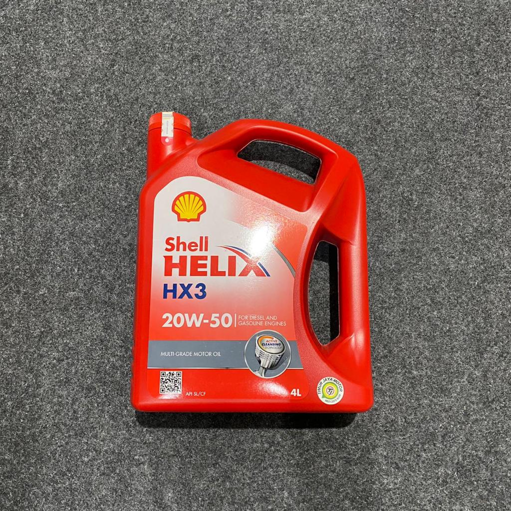 OLI SHELL HELIX HX3 MERAH 20W 50 SL 4T GALON 4L DIESEL GASOLIN kode 793160