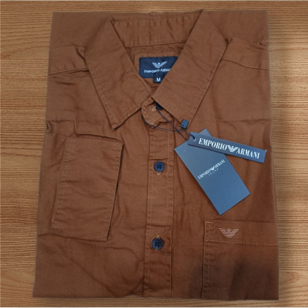 KEMEJA EMPORIO ARMANI PANJANG LENGAN BAHAN KATUN TWILL