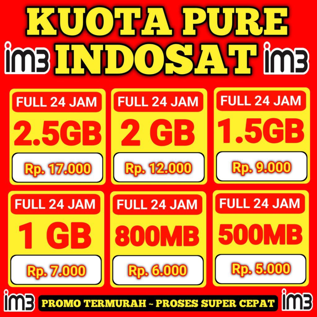 PAKET DATA PURE INDOSAT BULANAN - KUOTA MINI INDOSAT - TIDAK NAMBAH MASA AKTIF