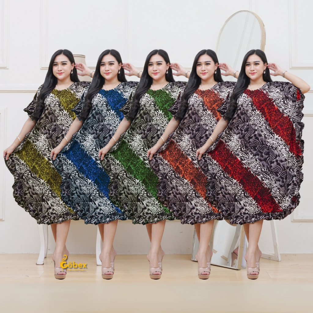 Daster Lowo Batik Wanita Motif Abstrakan Bunga & Daun – Cap Malaman Rayon Premium Busui Friendly Pek