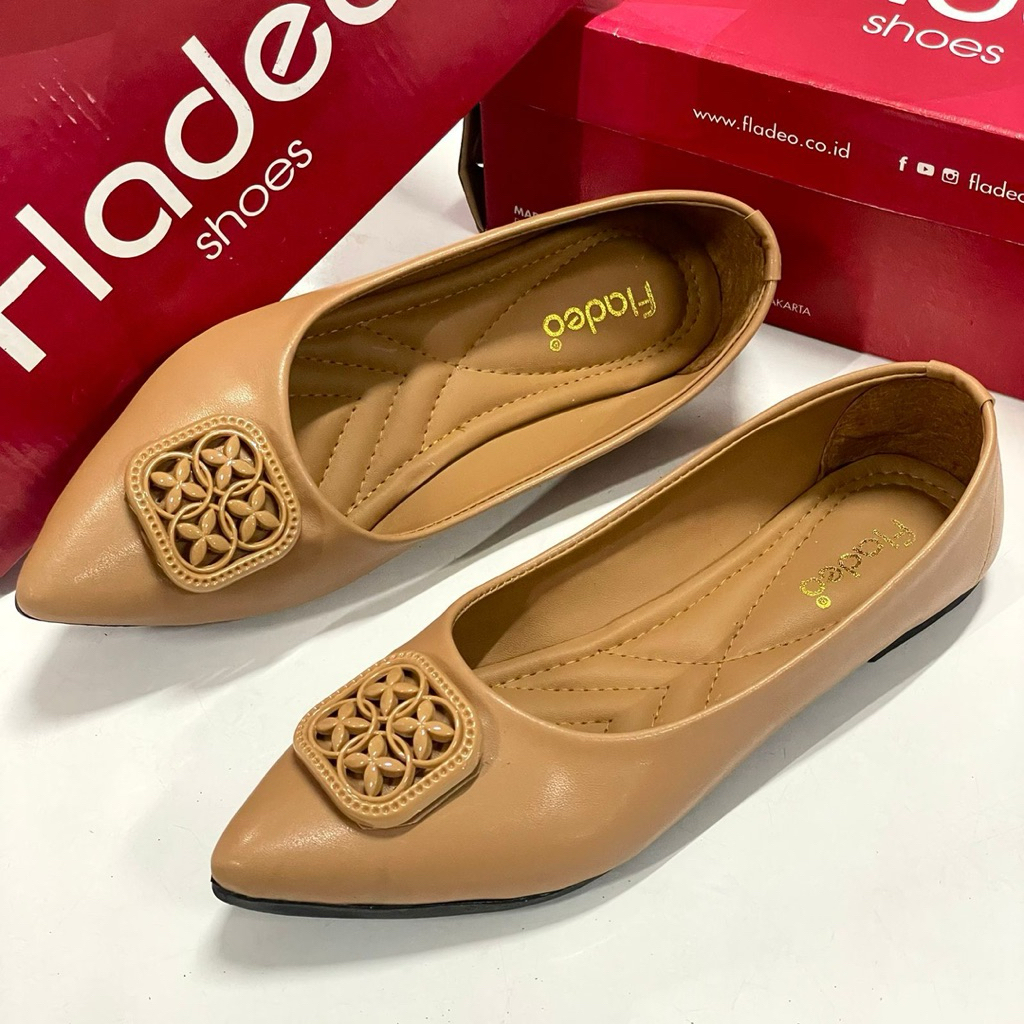 FLADEO flat shoes wanita sepatu flat kerja hitam Cewek Q06