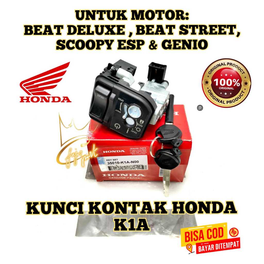 Kunci Kontak Set K1A Keyset Original Honda Beat Deluxe Genio Scoopy ESP Beat Street New Kunci Motor 