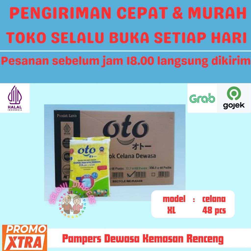 Pampers Dewasa / popok dewasa model celana merk OTO Diapers PANTS BEST SELLER KUALITAS TERBAIK dan O