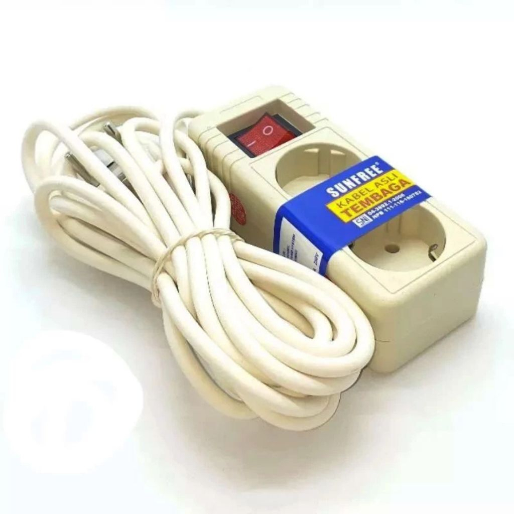 SUNFREE Cok Sambung/Stop Kontak Sunfree 2 Lubang Panjang 3 Meter + Kabel/Stop Kontak Kabel