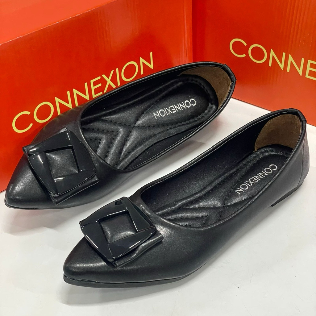 CONNEXION flat shoes wanita terbaru sol anti selip anti licin Kerja Hitam Karet Cewek sepatu hak imu
