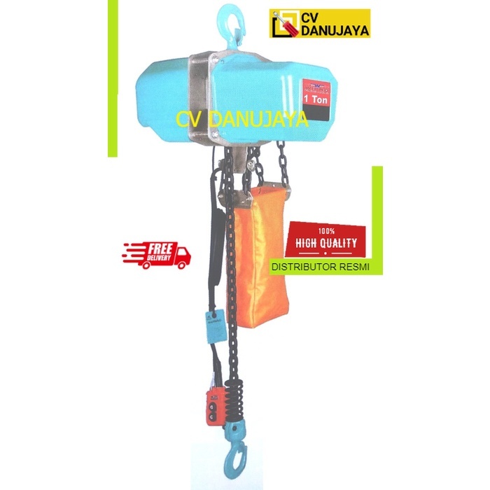 Electric Listrik Chain Hoist - Katrol Catrol Rantai Elektrik 3 Phase 1 Ton x 5 Mtr meter 5M Wipro