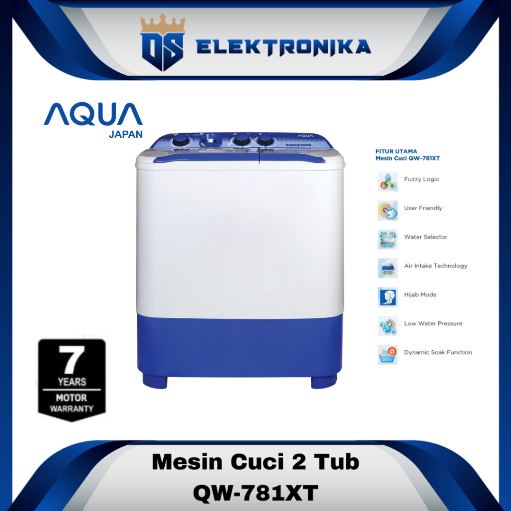 AQUA Mesin Cuci 2 Tabung QW-781XT / QW 781 XT / QW781XT