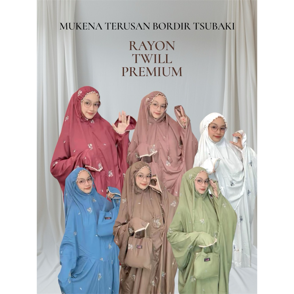 MUKENA TERUSAN LAJURAN REMAJA DEWASA RAYON TWILL KBI BORDIR BUNGA ASLI CANTIK TERBARU