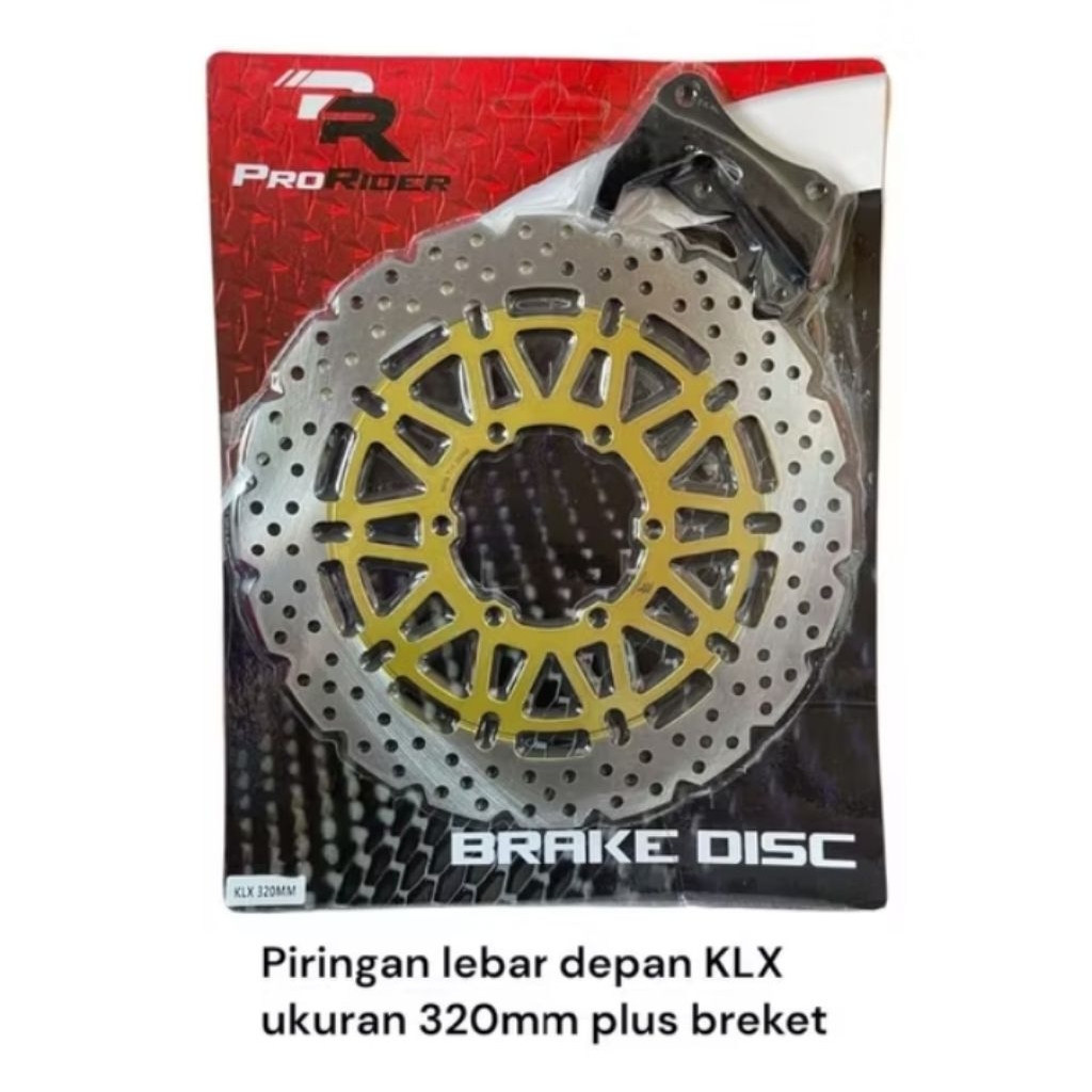 piringan cakram depan klx 150 ukuran besar 320 pnp plus breket / cakram depan klx 150 supermoto orig