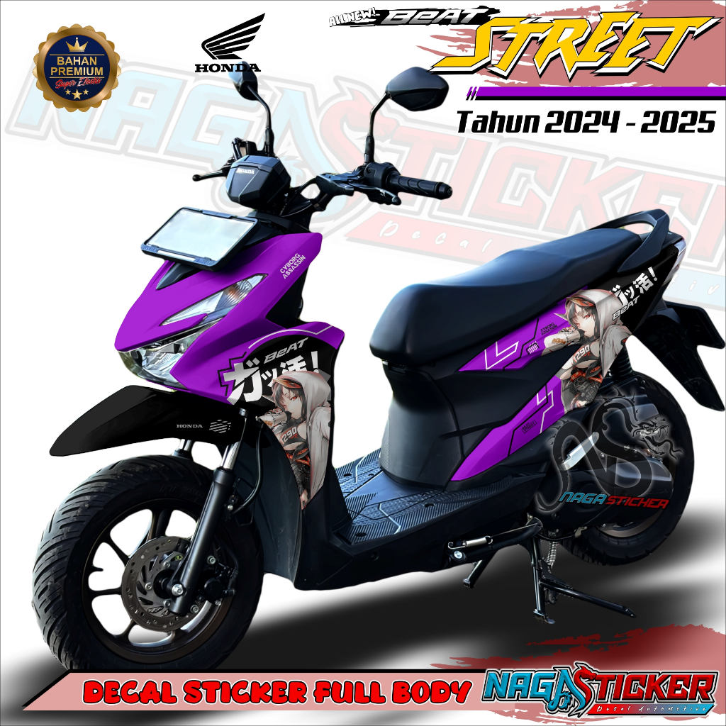 (COD) Decal Sticker Motor Full Body Honda Beat 2024 Motif Anime 1 Simple Custom Premium Stiker Dekal