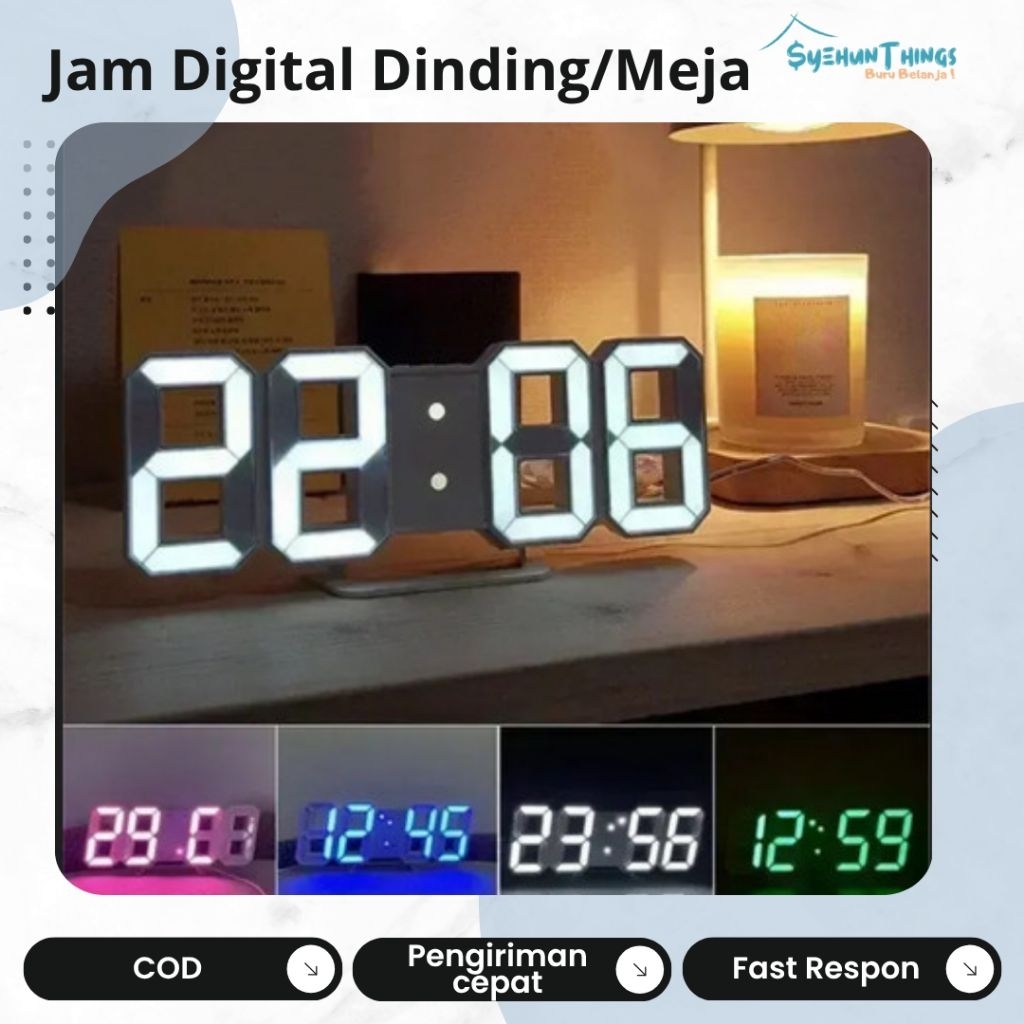 Jam Digital Dinding Meja 3D