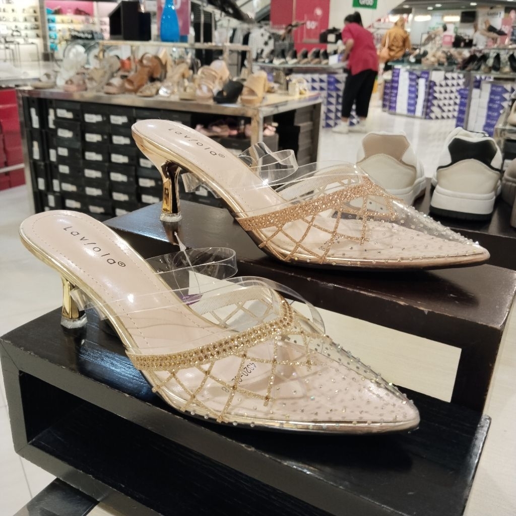 LAVIOLA‼️ sandal selop pesta wanita hak 7cm transparan