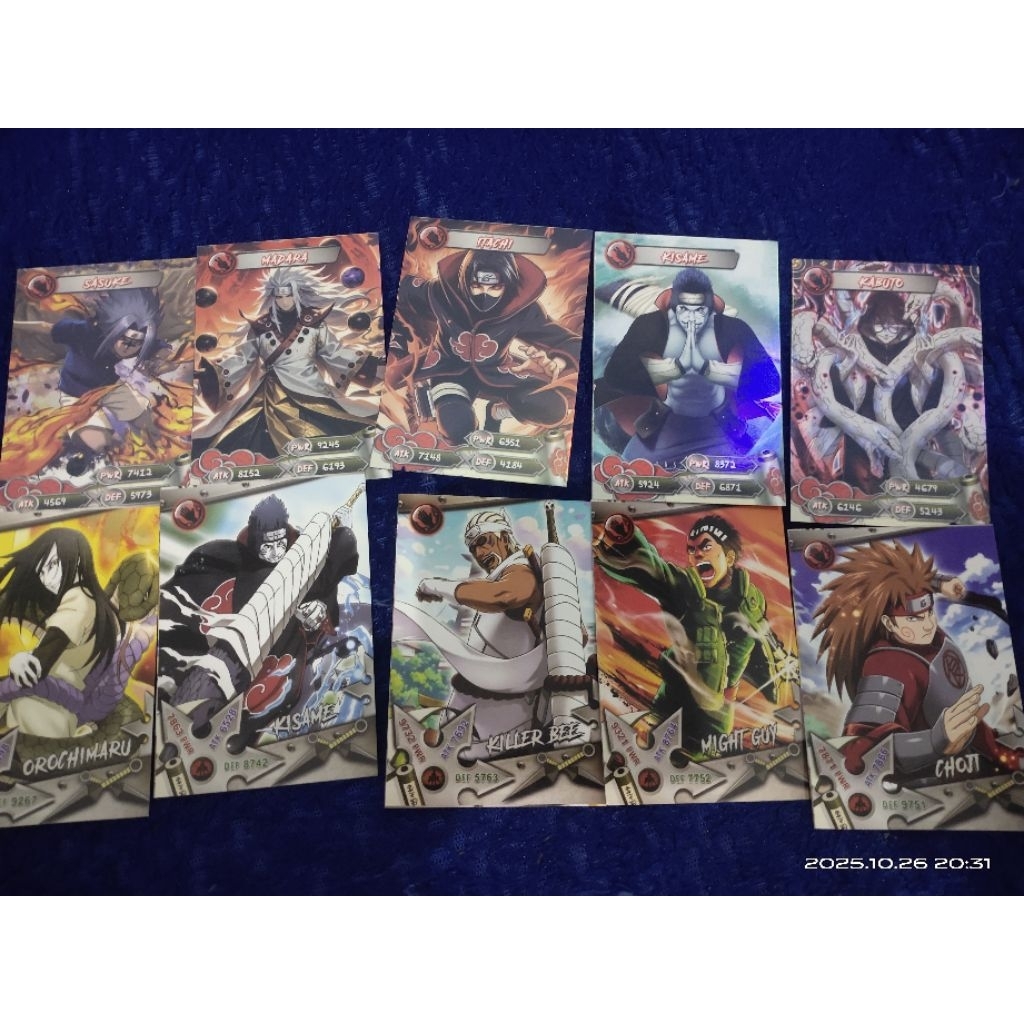 10LEMBAR KARTU GAMBAR NARUTO