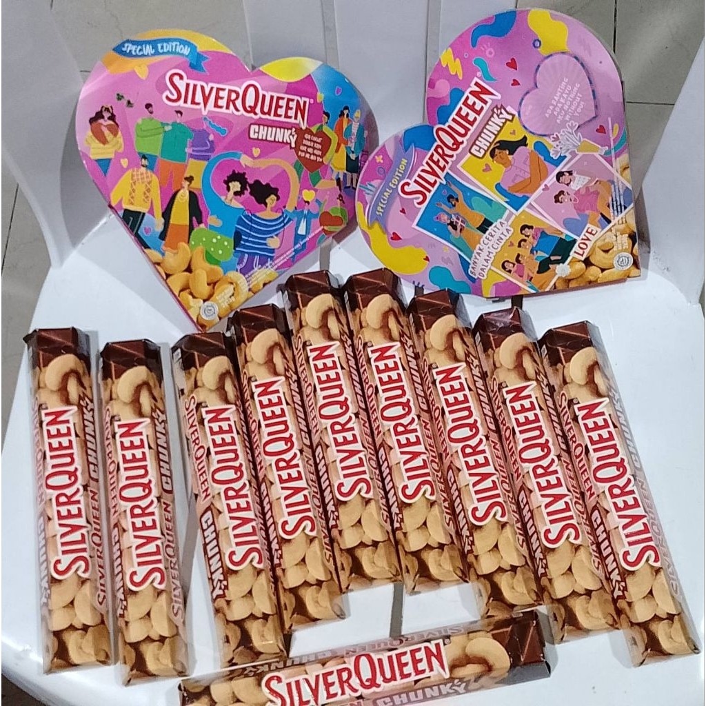 Silverqueen Chunky Bar 95gr Silver Queen Chunkybar 95 gr Coklat Cokelat Rasa Almond Cashew Kacang Me