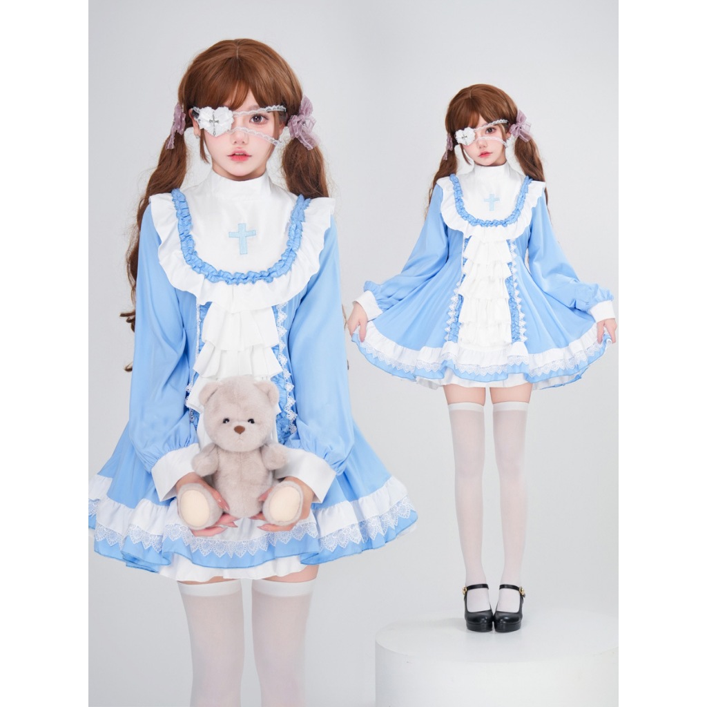 Gothic-style cross nun costume Lolita Alice dress, Lolita, loli princess puffy dress