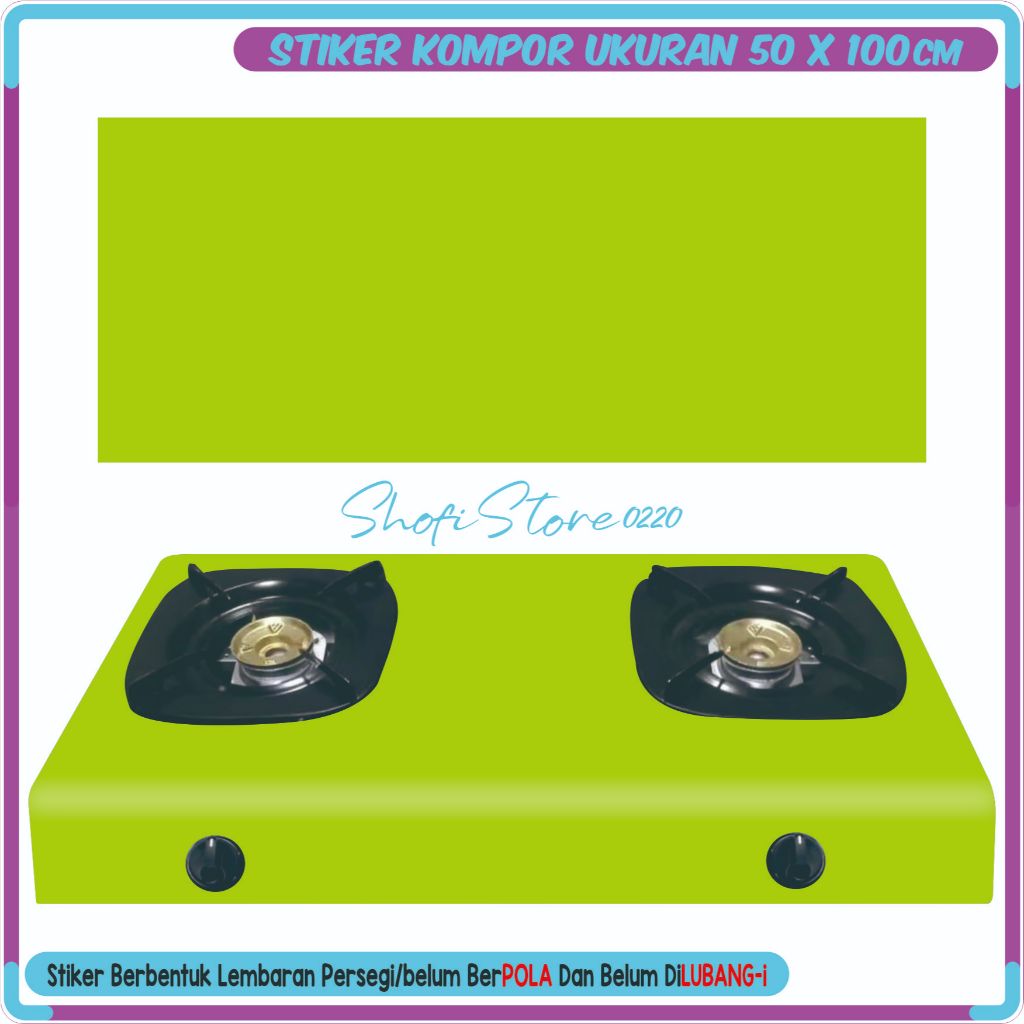 Stiker Kompor 2 Tungku Vinyl Gloss Tahan Lama Warna Polos