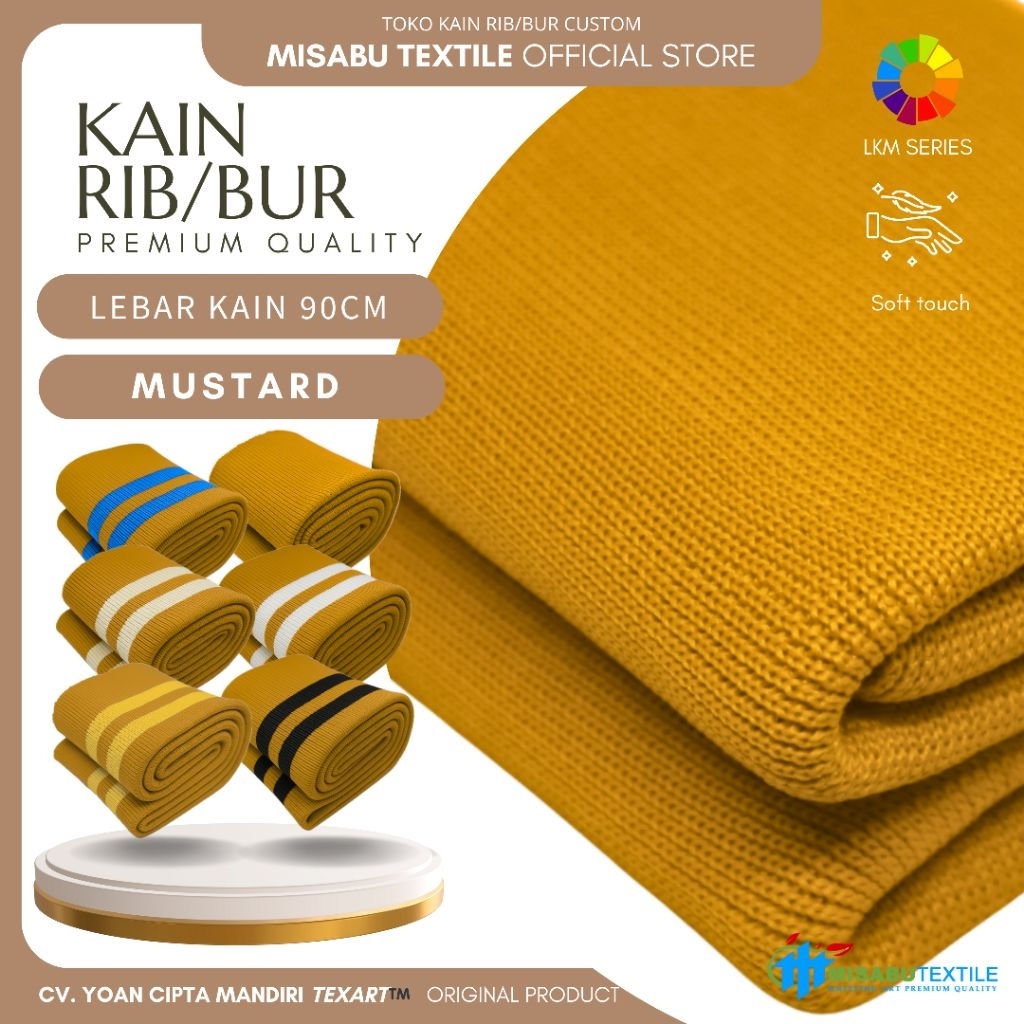 Kain rib bur jaket polyester mustard rajut premium untuk kerah lengan dan pinggang jaket bisa custom