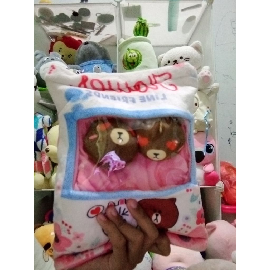 boneka puding brown line friends