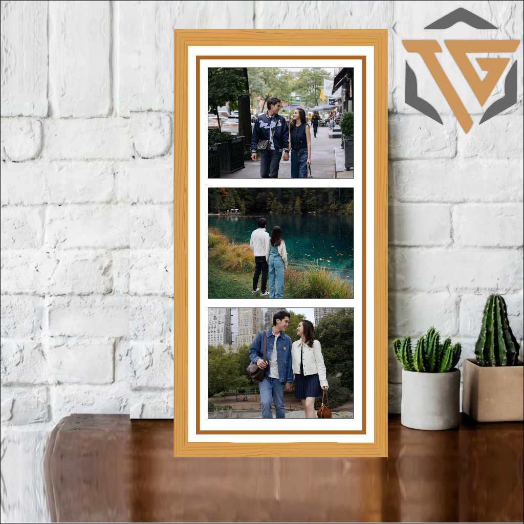 CETAK FOTO KOLASE BINGKAI KAYU MDF UKURAN 15X30 CM