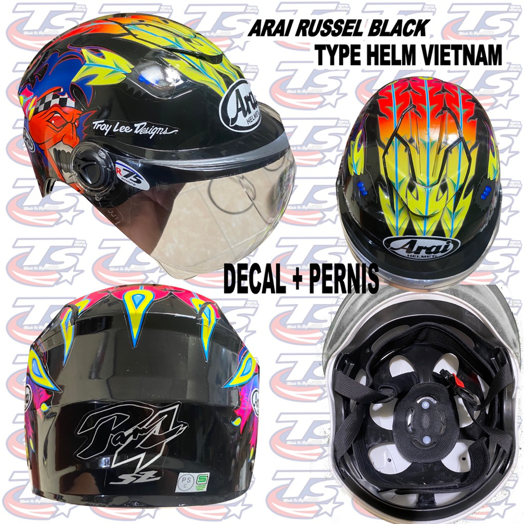 helm motif arai helm copy motif arai russel black atau russel hitam
