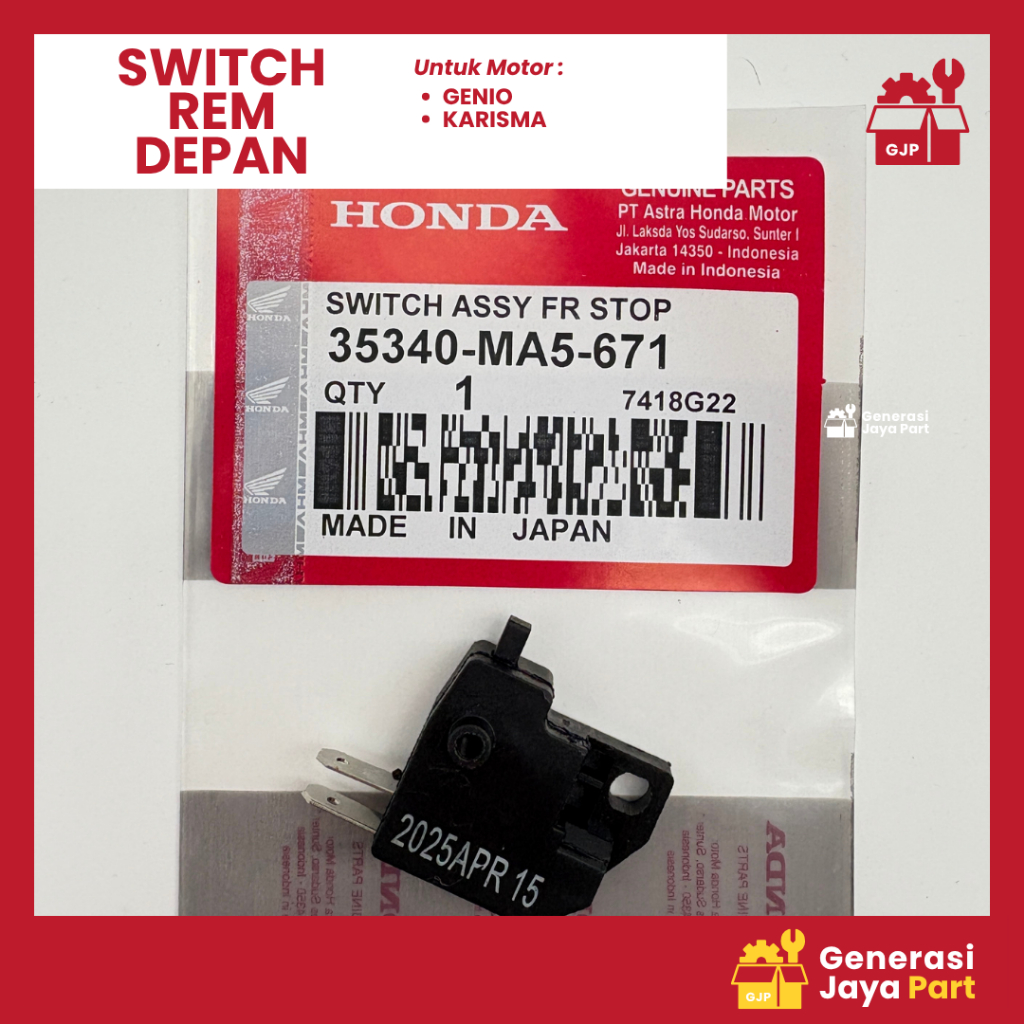 Switch Rem Depan Switch Stop Assy Beat Genio Scoopy Kharisma Spacy Supra | SWITCH REM | HONDA | 3534