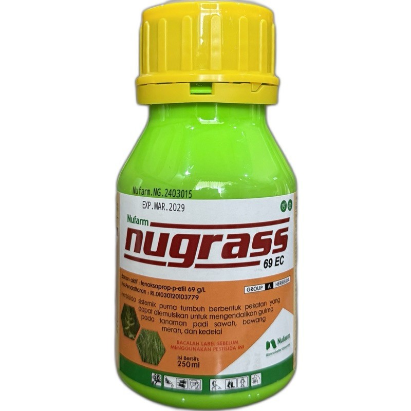 HERBISIDA NUGRASS 69 EC 250 ML NUFARM/RACUN GULMA RUMPUT PADI, KEDELAI, BAWANG MERAH 250ML / Racun R