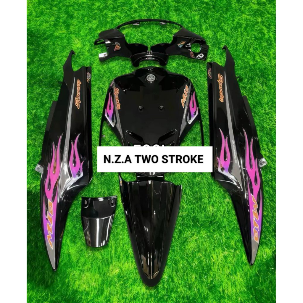 FULLSET BODY HALUS YAMAHA MIO SPORTY MIO LAMA WARNA HITAM STRIPING API DECAL CUSTOM