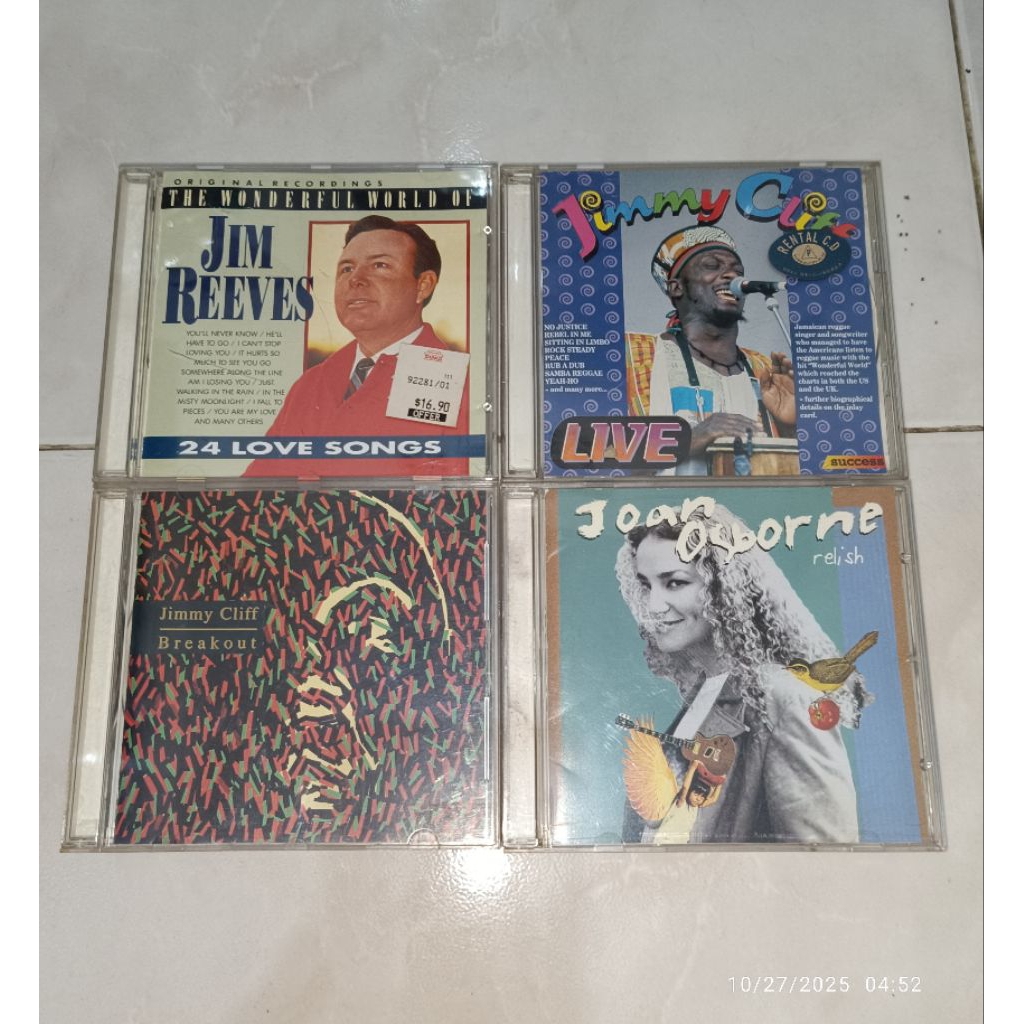 cd JIM REEVES-24 Love Songs / JIMMY CLIFF-Live / JIMMY CLIFF-Breakout / JOAN OSBORNE-Relish
