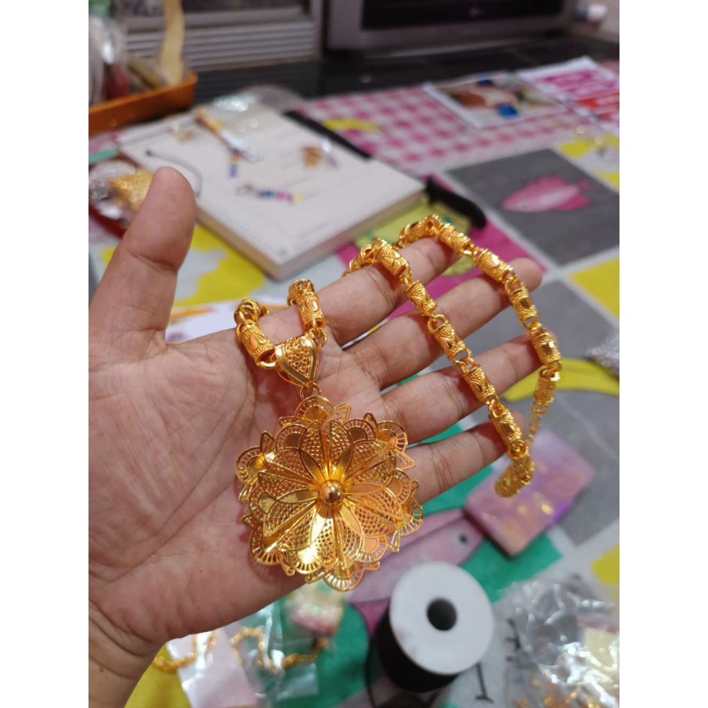 kalung liontin lapis emas 10suku