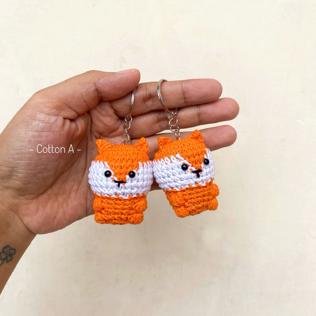 READY STOCK Amigurumi Lil Fox, Boneka Rajut Rubah Kecil, Ganci Lucu