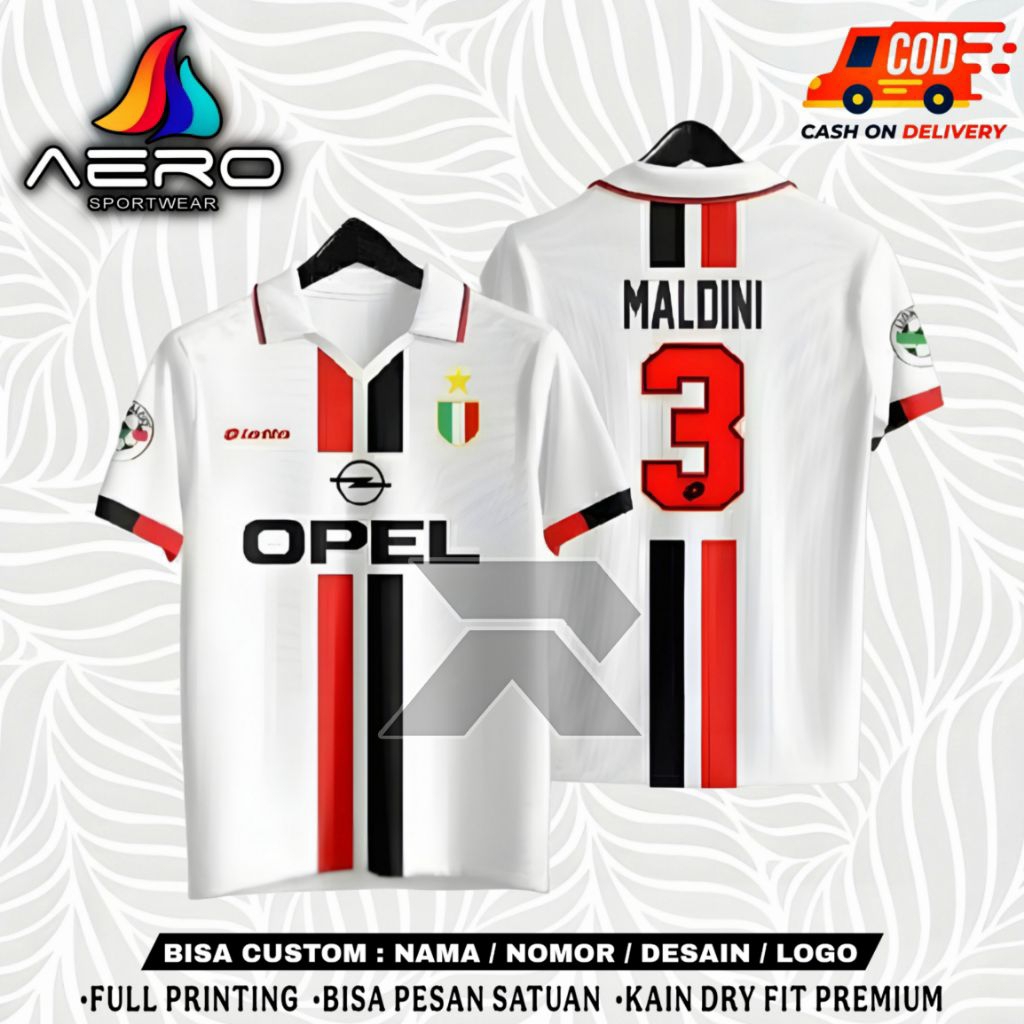 JERSEY AC MILAN 1996/1997 AWAY FREE NAMA & NOMOR