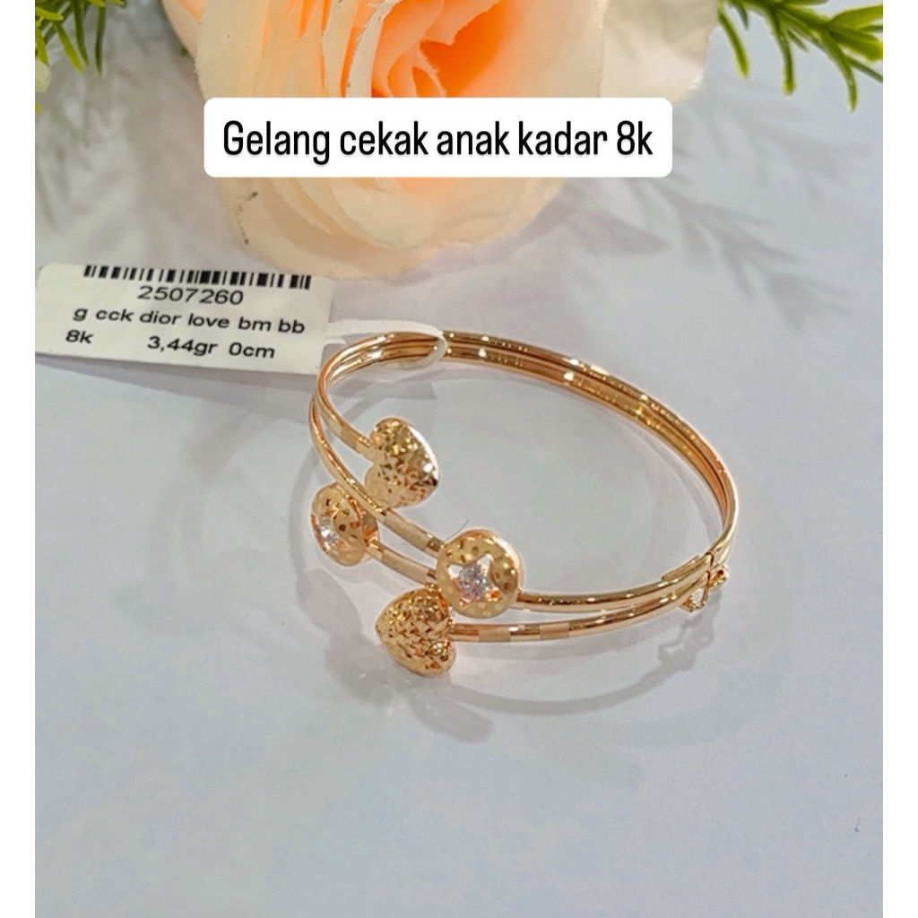 gelang cekak anak emas kadar 8k