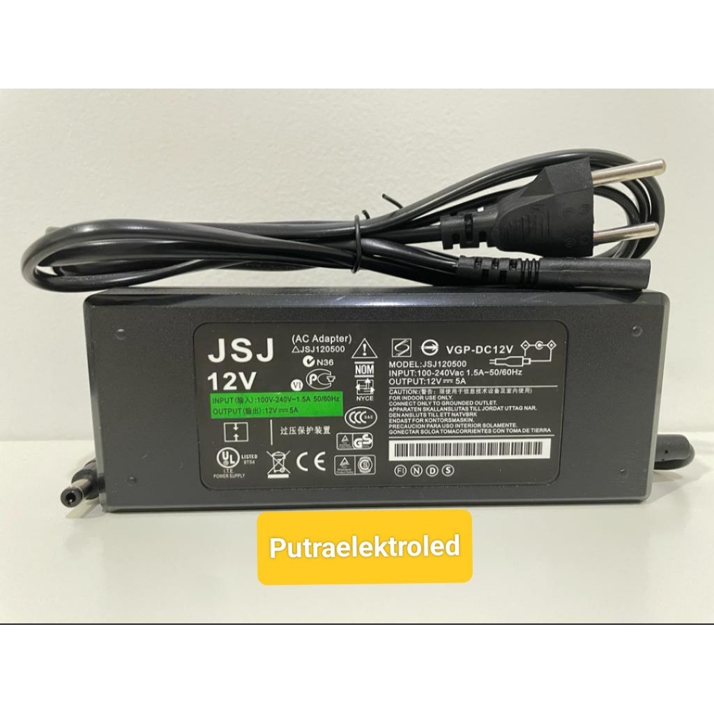Power Supply DC 12V 5A / AC - DC Power Supply 12 Volt 5 Amper