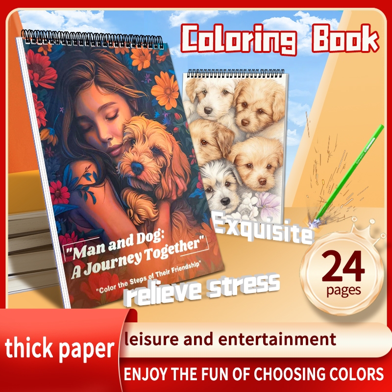 Relaksasi  Buku mewarnai---Anjing Manis  Latihan menggambar  Kertas Mewarnai Sketsa