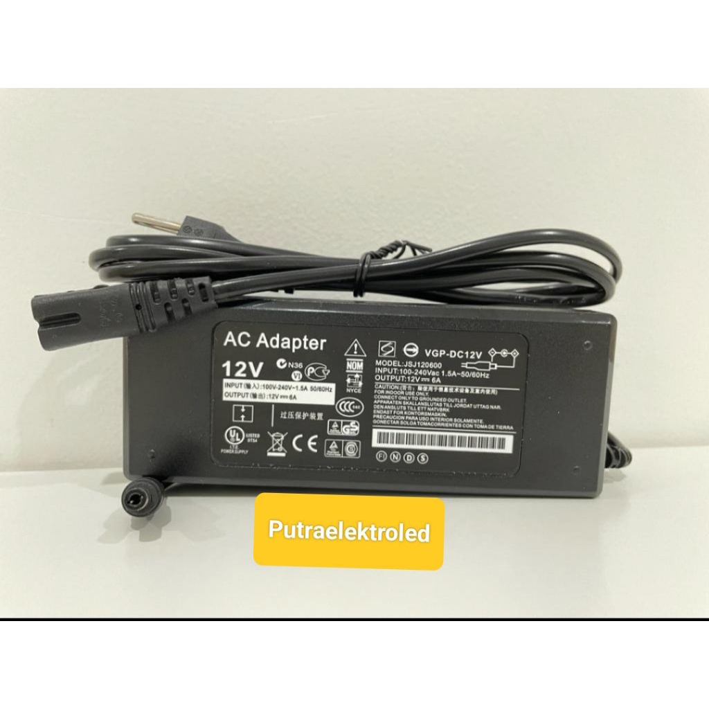 Adaptor DC 12V 6A / AC - DC Adaptor 12 Volt 6 Amper / Adaptor 12V 6A