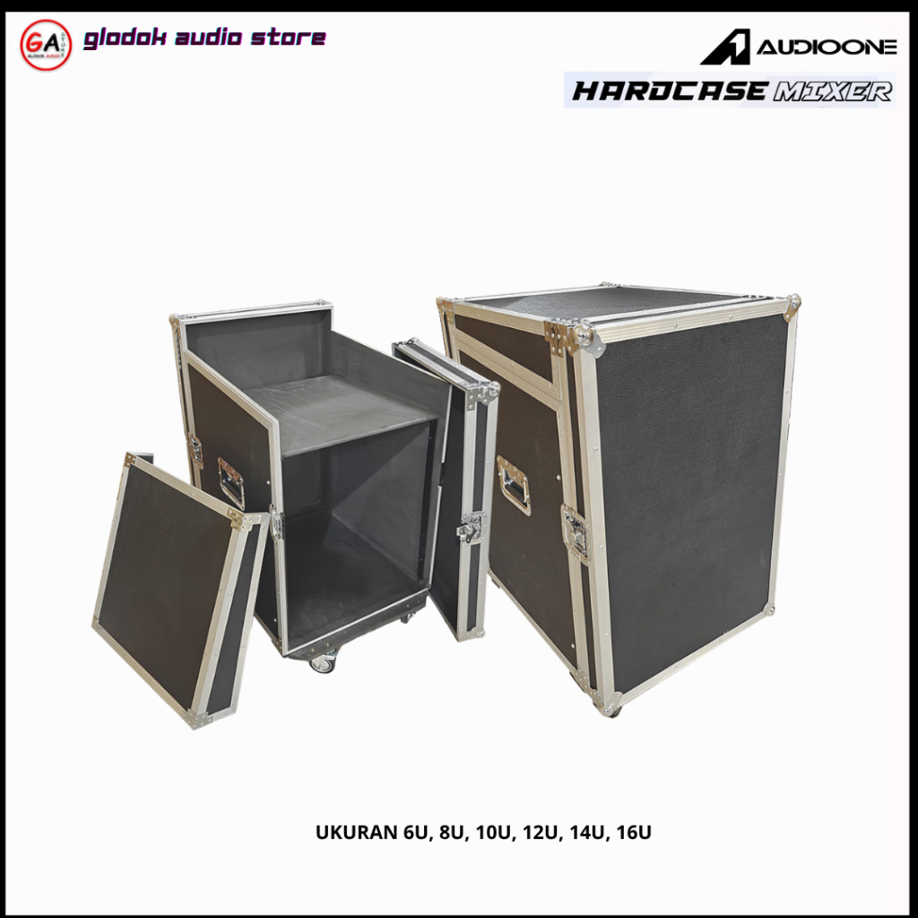Box Hardcase Plus Mixer 6U 8U 10U 12U 14U 16U Lis Silver Rak Kotak Aksesoris Audio Sound  System |GA