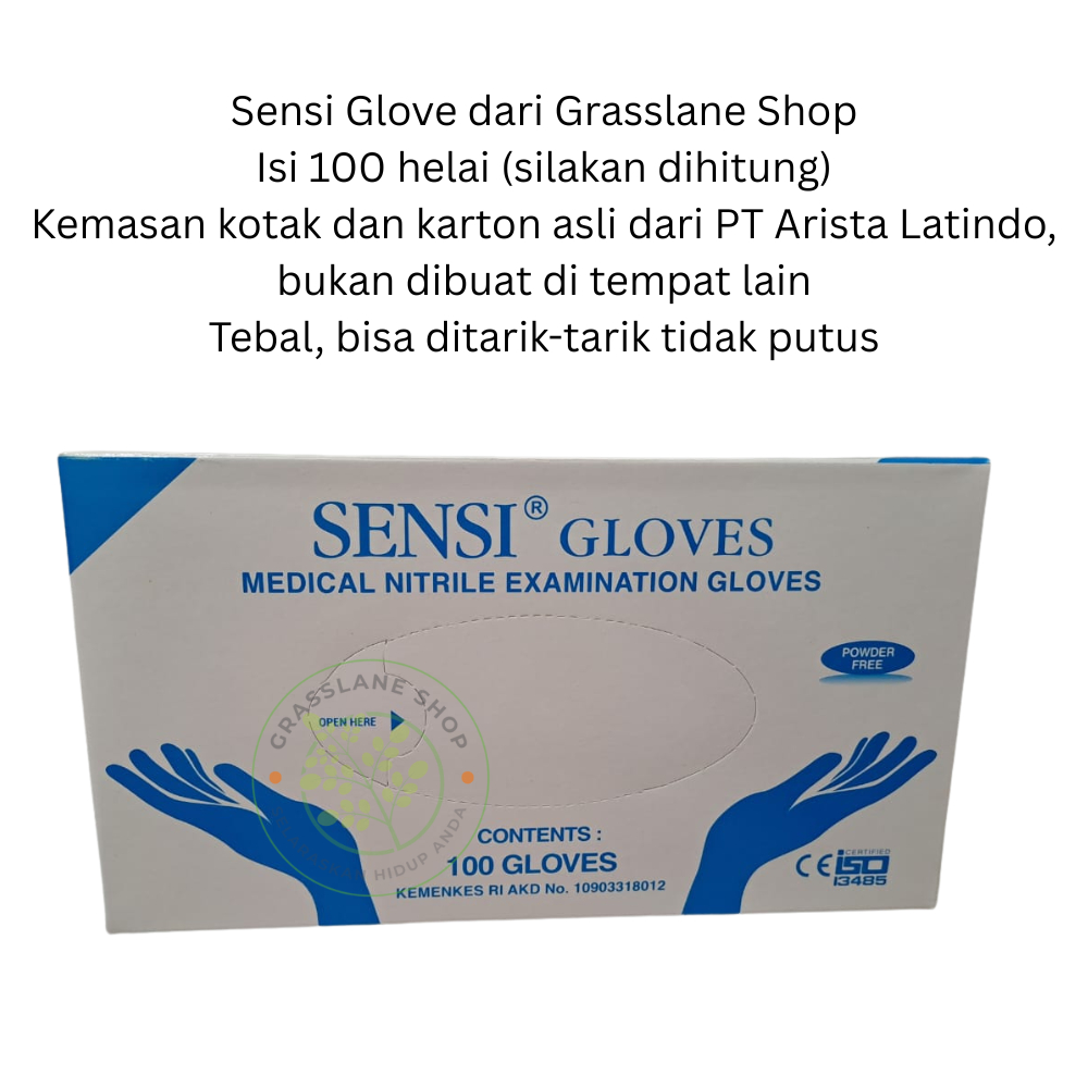 Sensi Nitrile Glove Blue Sarung Tangan Biru Nitril Gloves Powder Free PF 100 pcs