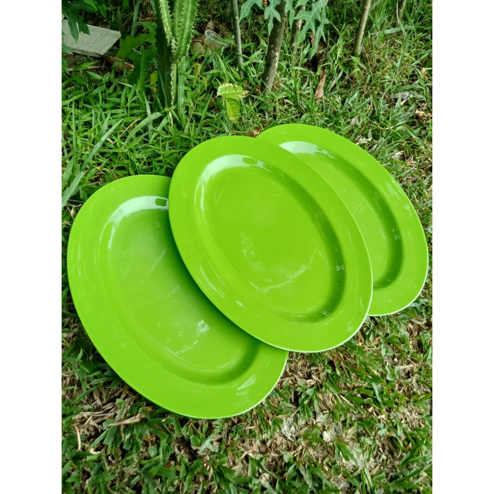 Piring Oval Melamin Besar / Piring Saji / Piring Melamine / SNI 814 / Piring Lonjong / Piring Hijau