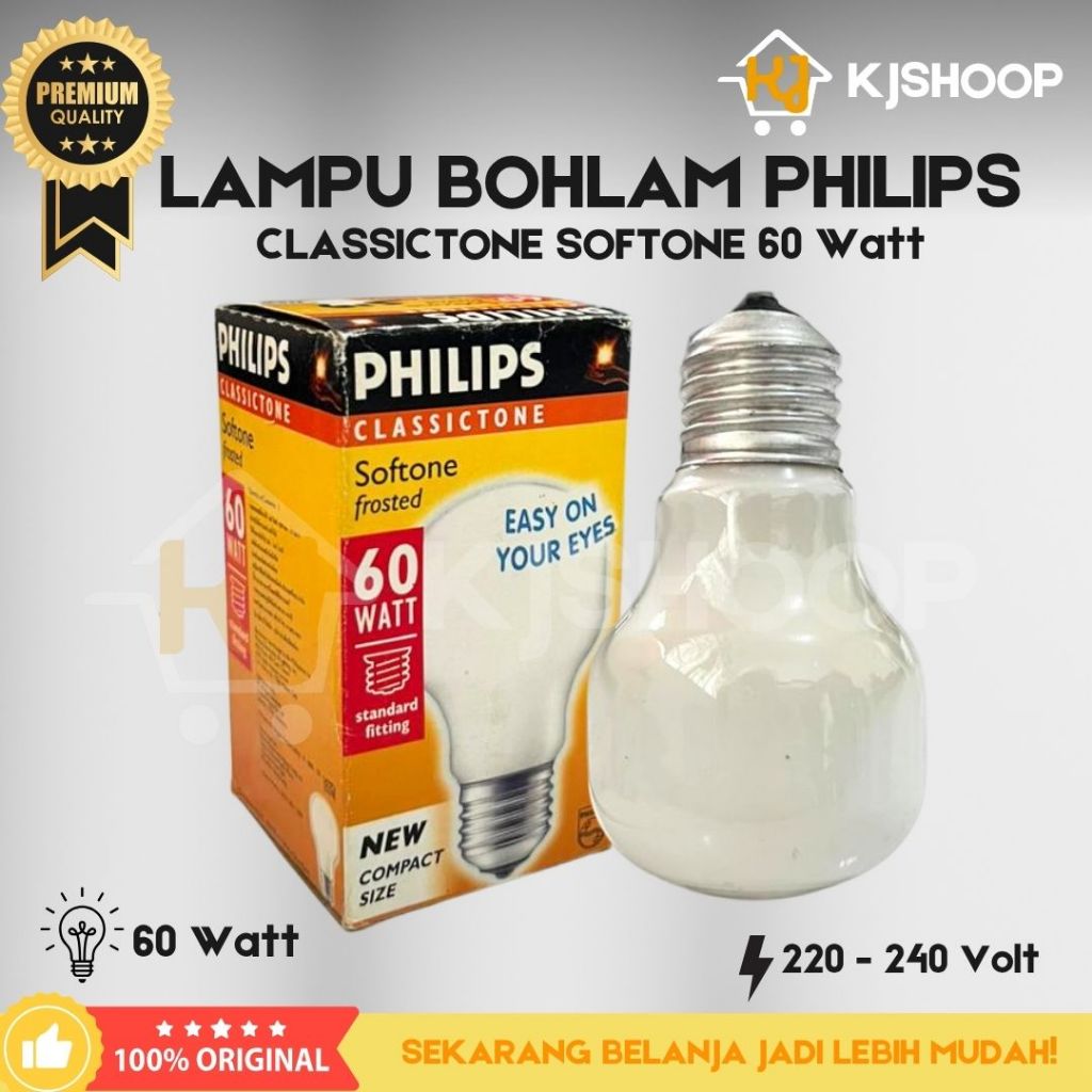 LAMPU BOHLAM PHILIPS CLASSICTONE SOFTONE 60W