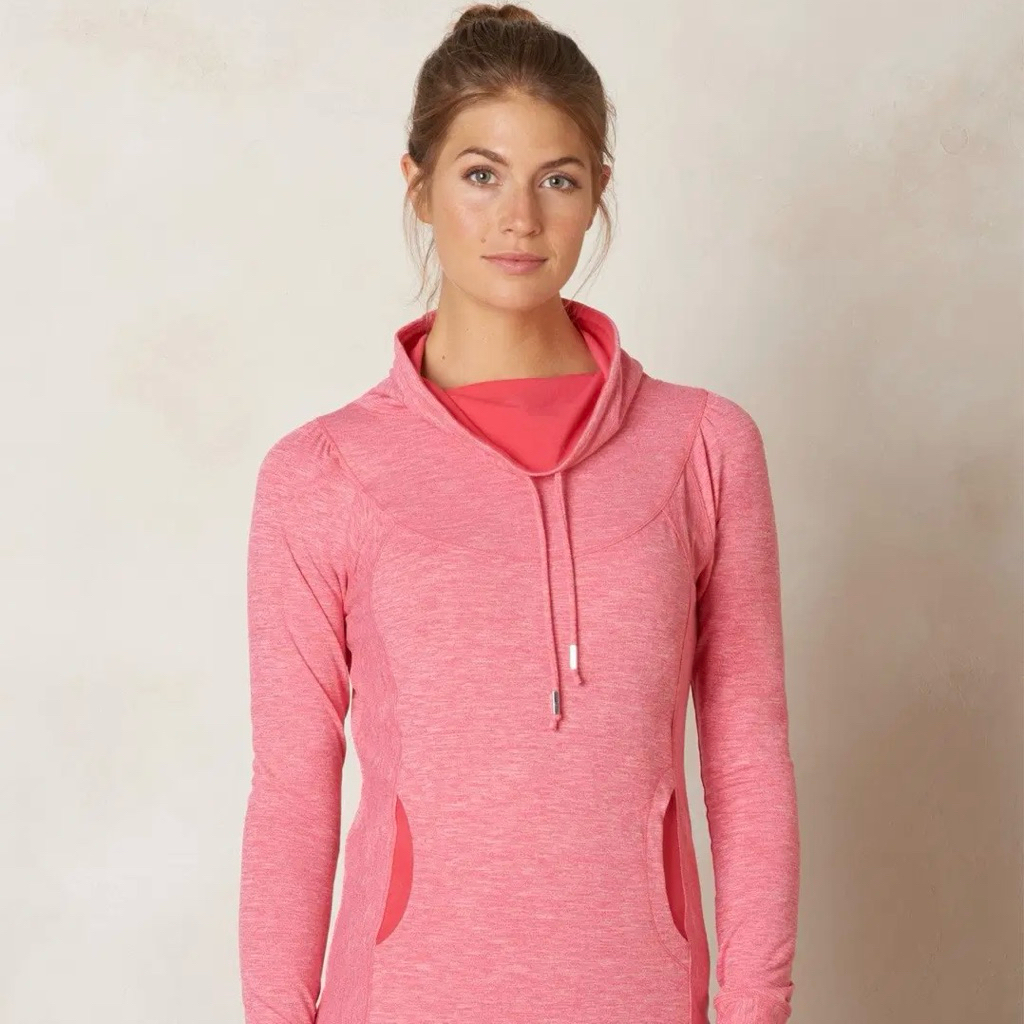 Running Sweater Fuschia Pink Women Pocket PRANA Mock Neck Activewear S