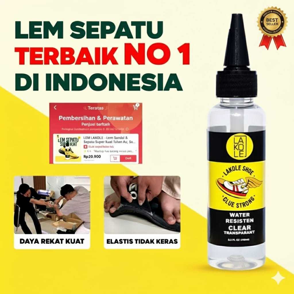 LEM LAKOLE - Lem Sepatu & Sandal Super Kuat Tahan Air - Lem Terbaik untuk Semua Jenis Sepatu dan San